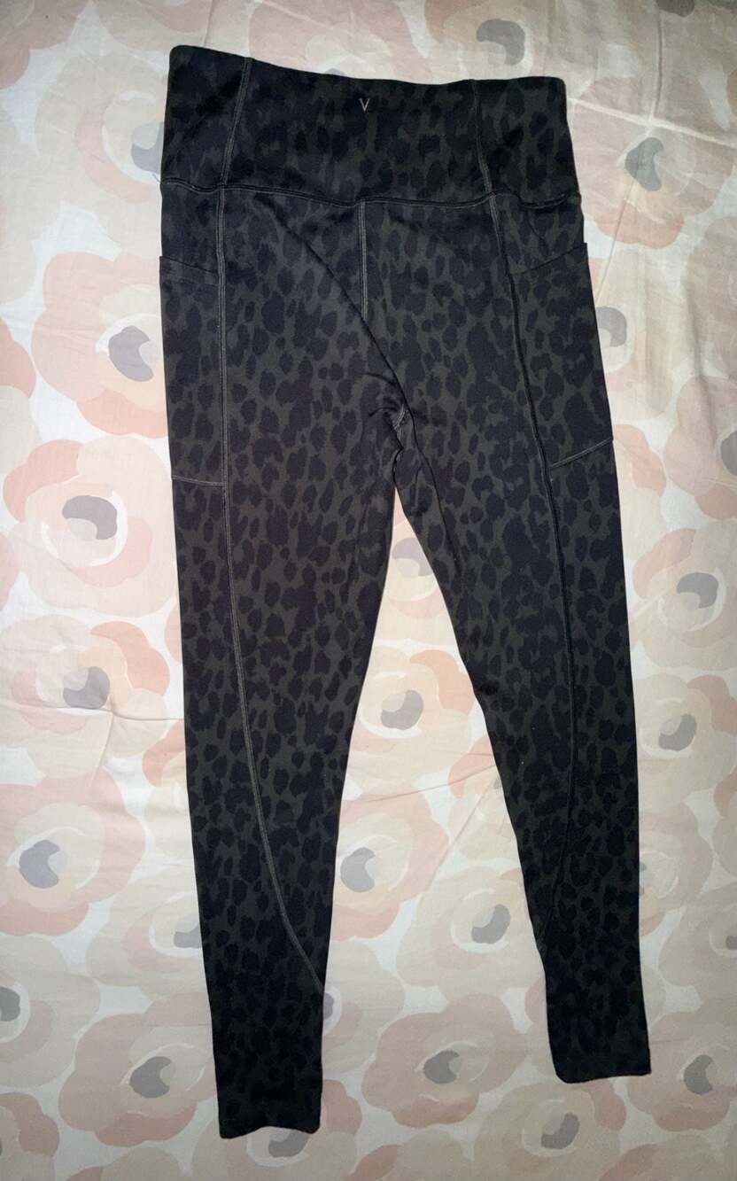 Victoria's Secret Leopard Print Leggings emerald green and black